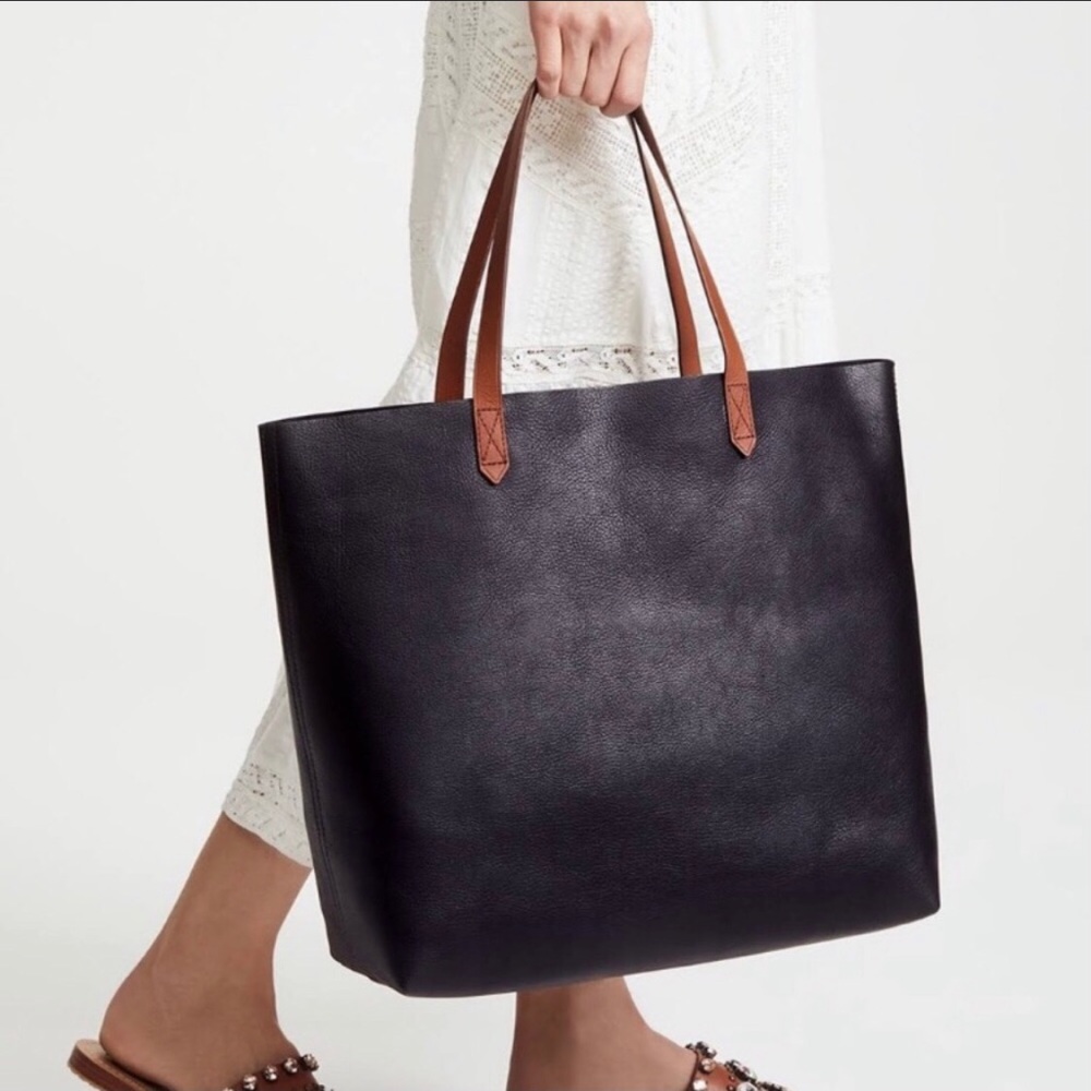 Madewell Brown and Black Tote Bag with Minimalist Design